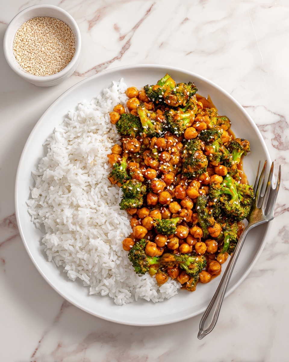Sticky Sesame Chickpeas & Broccoli Recipe - Recipe Image