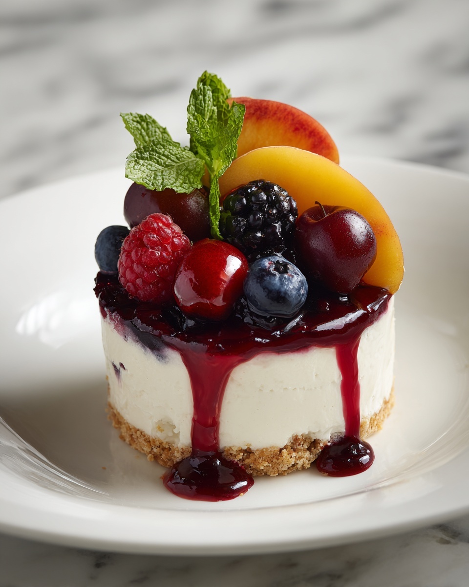 Summer Berry and Peach Cheesecake Recipe - Recipe Image