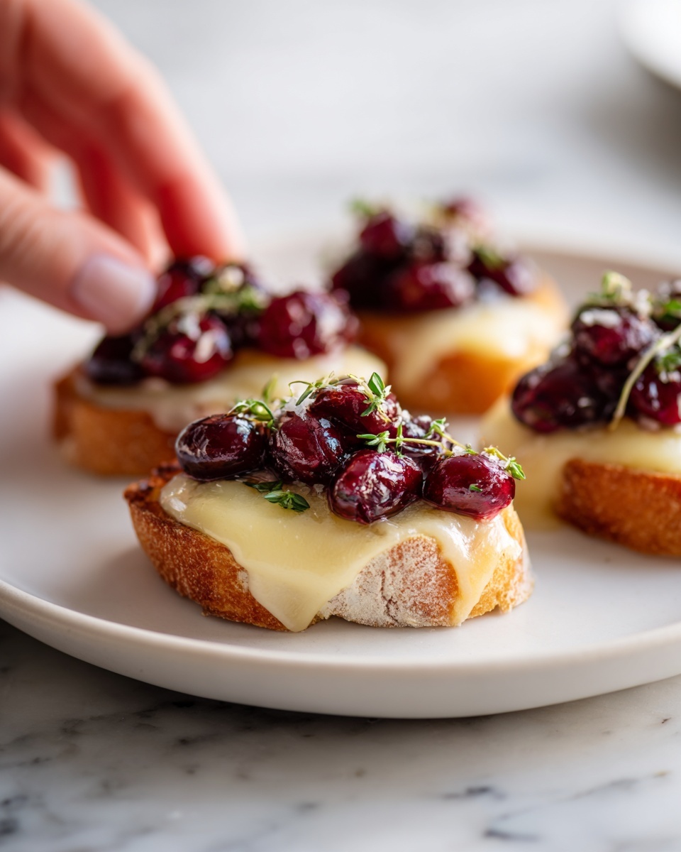 Crispy Crostini with Balsamic-Roasted Cranberries and Creamy Brie Recipe - Recipe Image