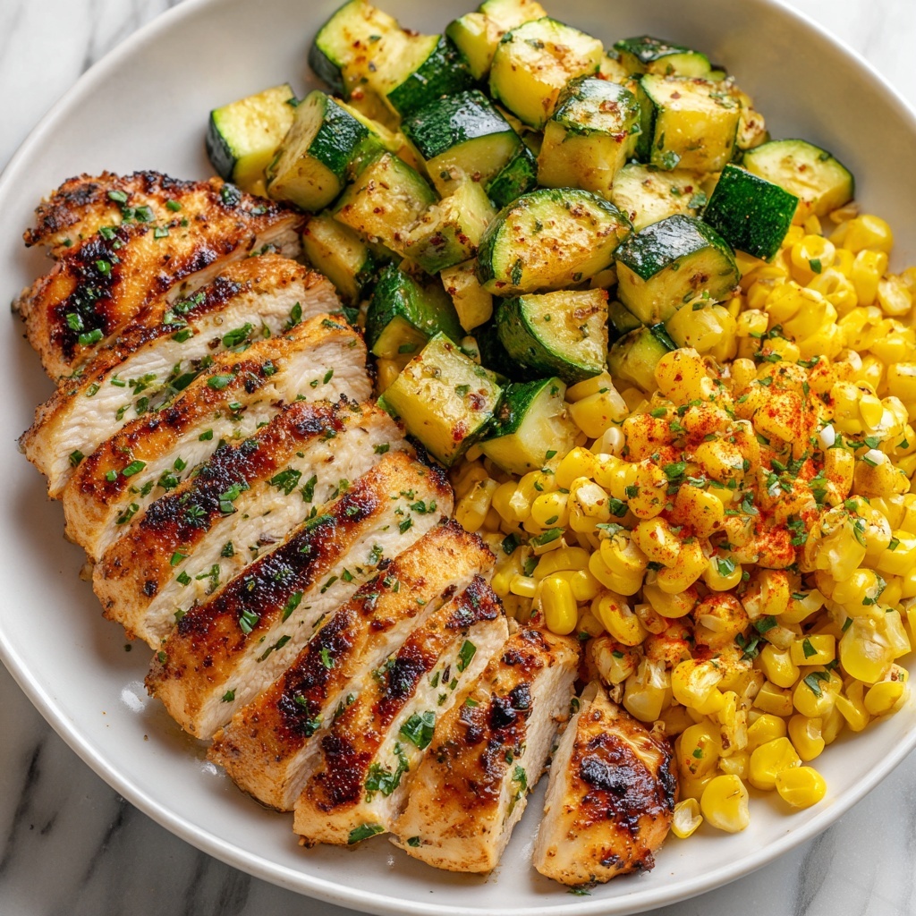 Garlic Butter Chicken with Zucchini & Corn Recipe - Recipe Image