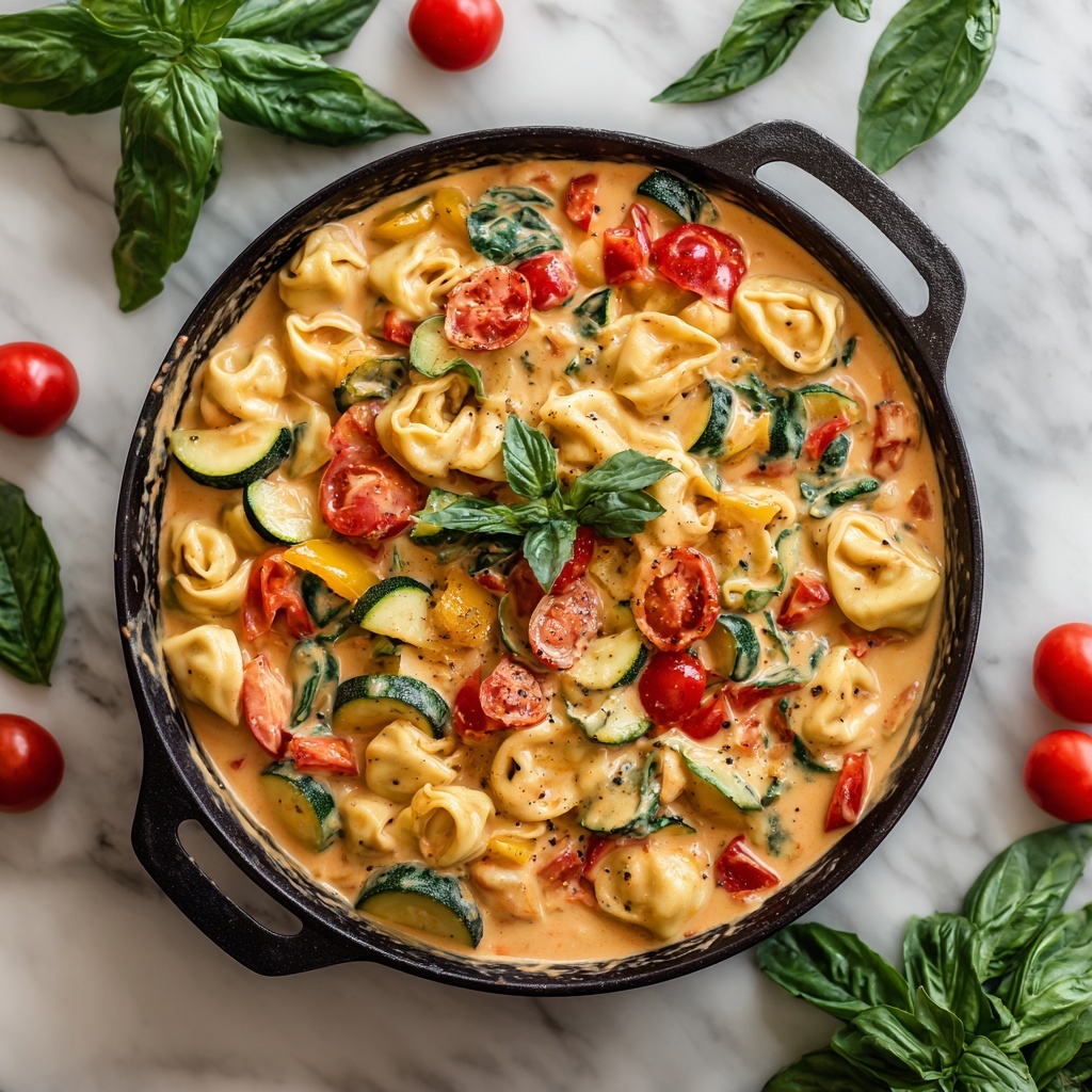 Creamy Chicken Tortellini with Veggies Recipe - Recipe Image