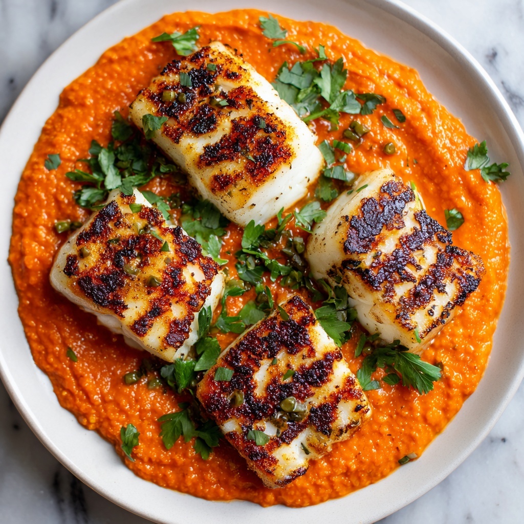 Grilled Cod with Romesco Sauce Recipe - Recipe Image