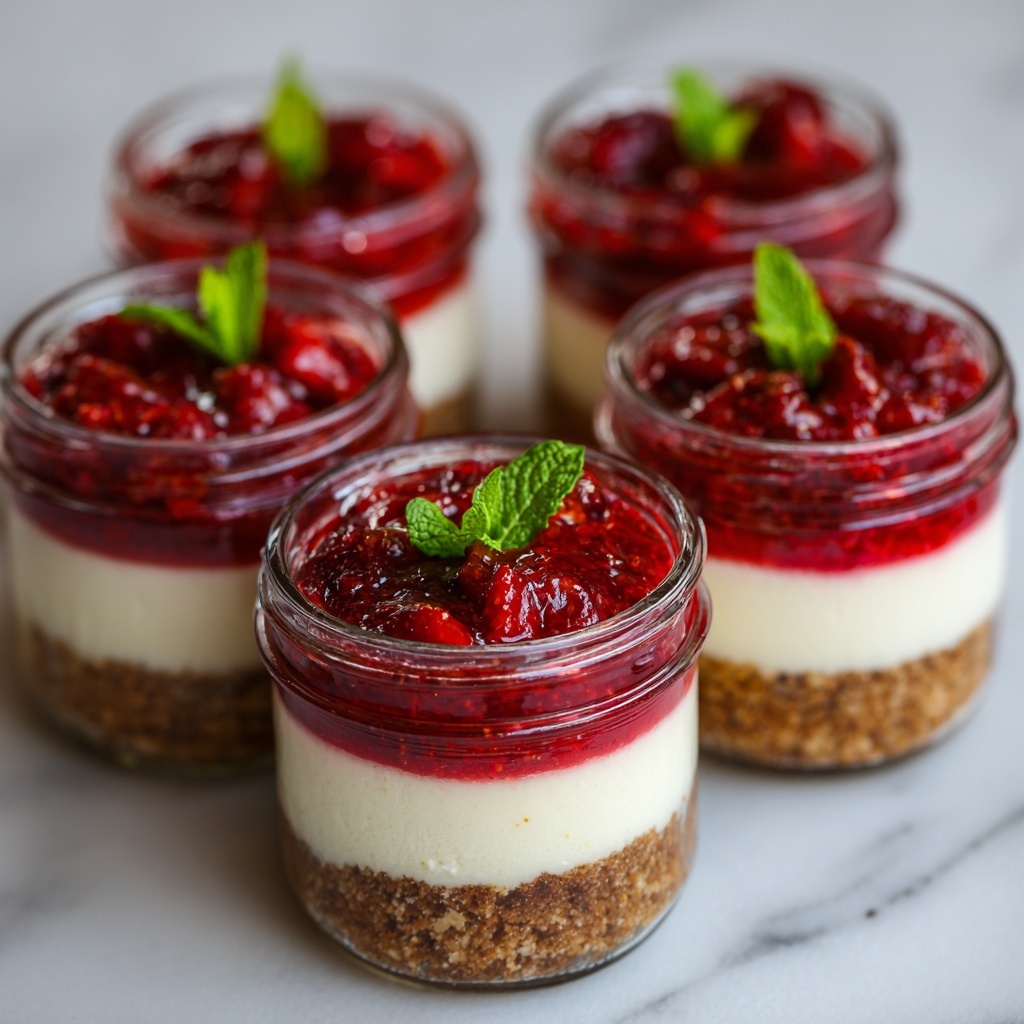 No-Bake Rhubarb Cheesecake Jars Recipe - Recipe Image