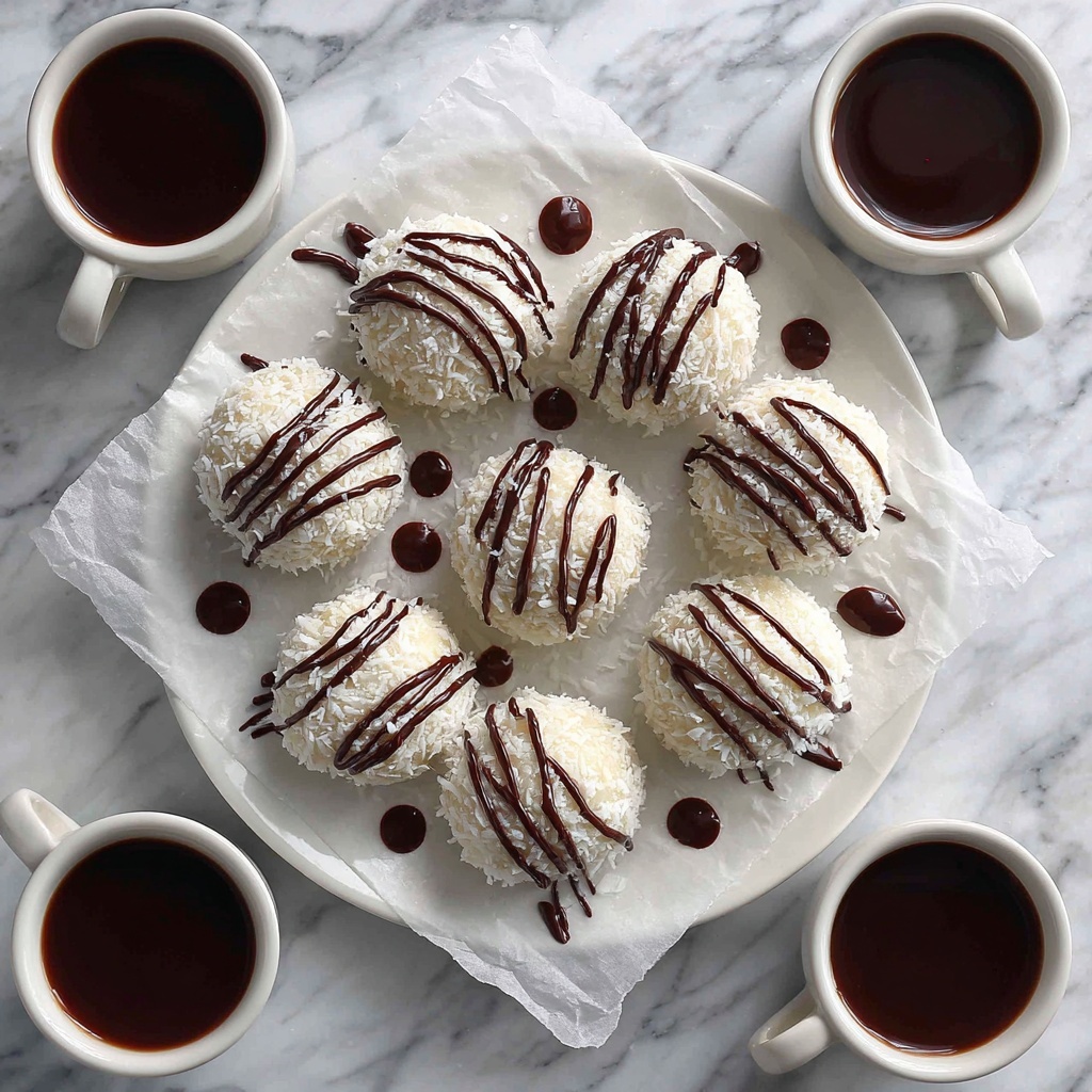 No Bake Coconut Cookie Balls with Chocolate Centers Recipe - Recipe Image
