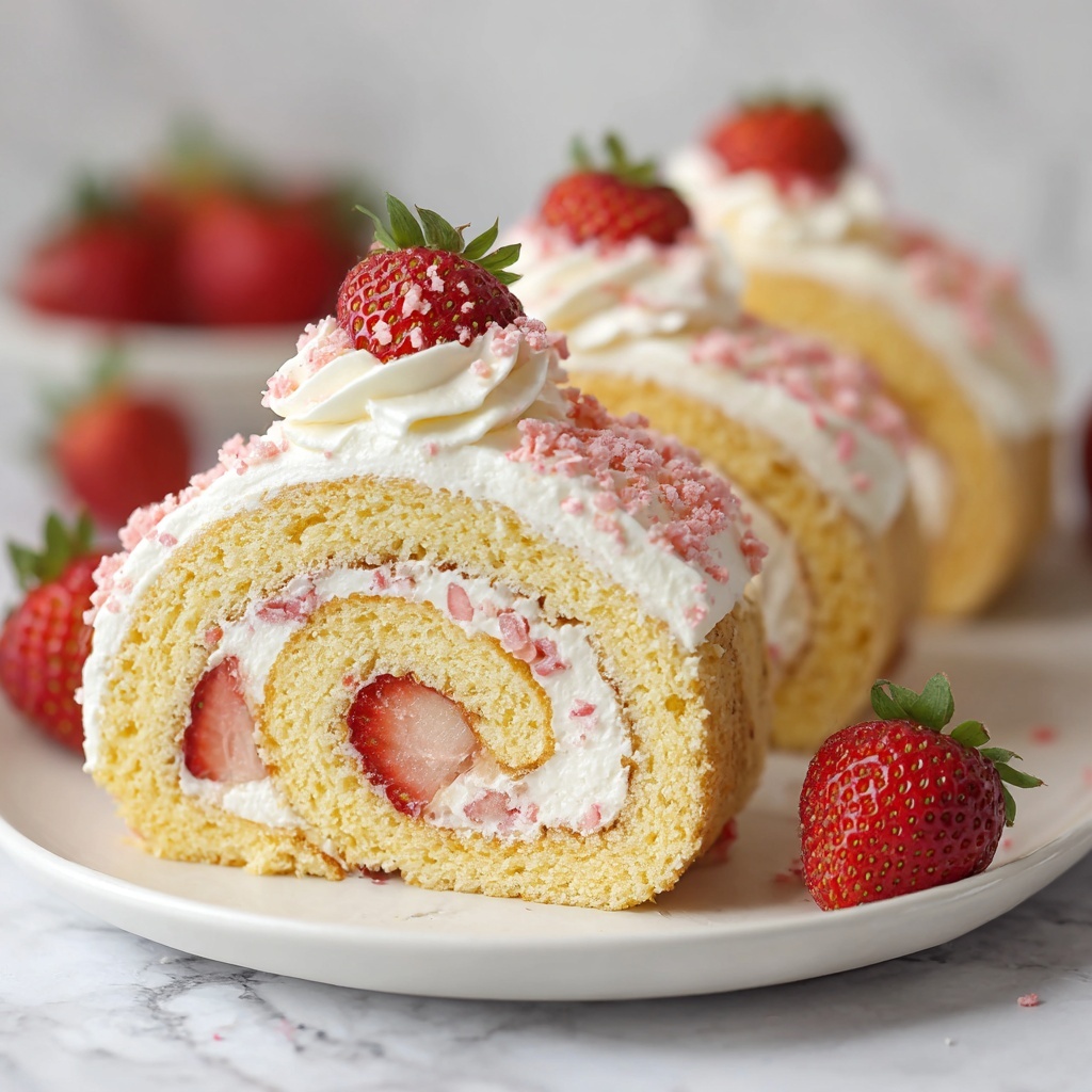 Strawberry Shortcake Cheesecake Dessert Sushi Rolls Recipe - Recipe Image