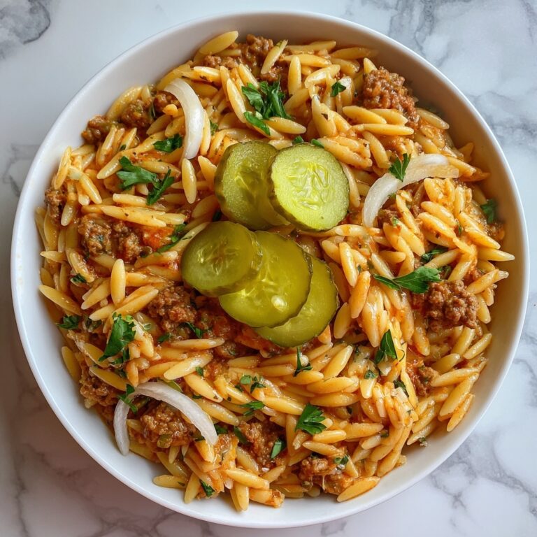 One Pot Cheeseburger Orzo Skillet Recipe