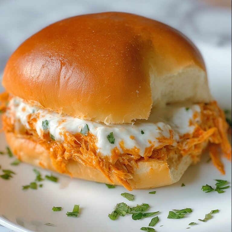 Easy Crockpot Shredded Buffalo Chicken Sandwiches Recipe