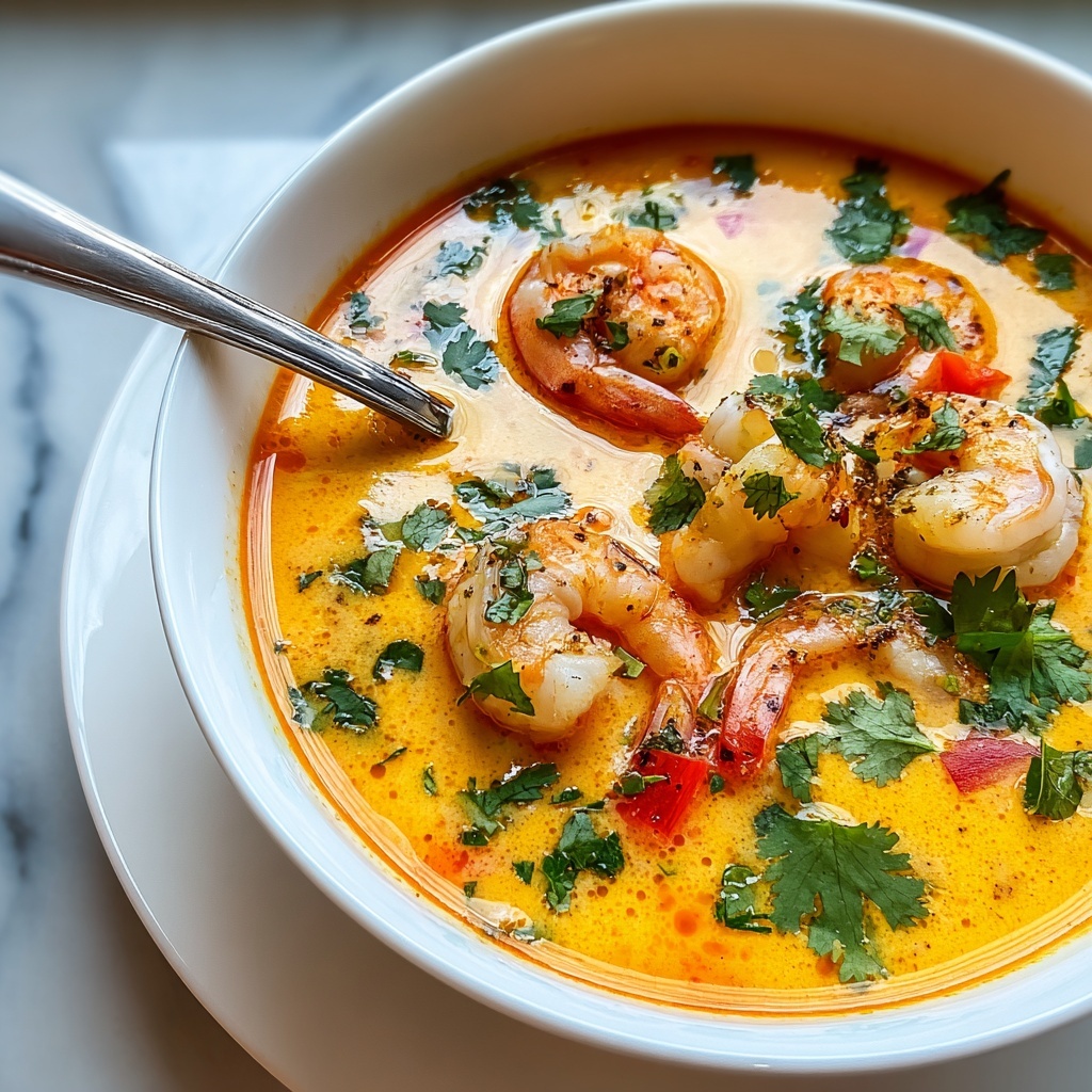 Creamy Thai Shrimp Coconut Curry Soup Recipe - Recipe Image