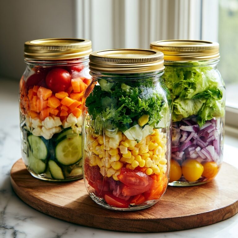 Colorful Meal Prep Salad Jars with Greens, Veggies, and Protein Recipe
