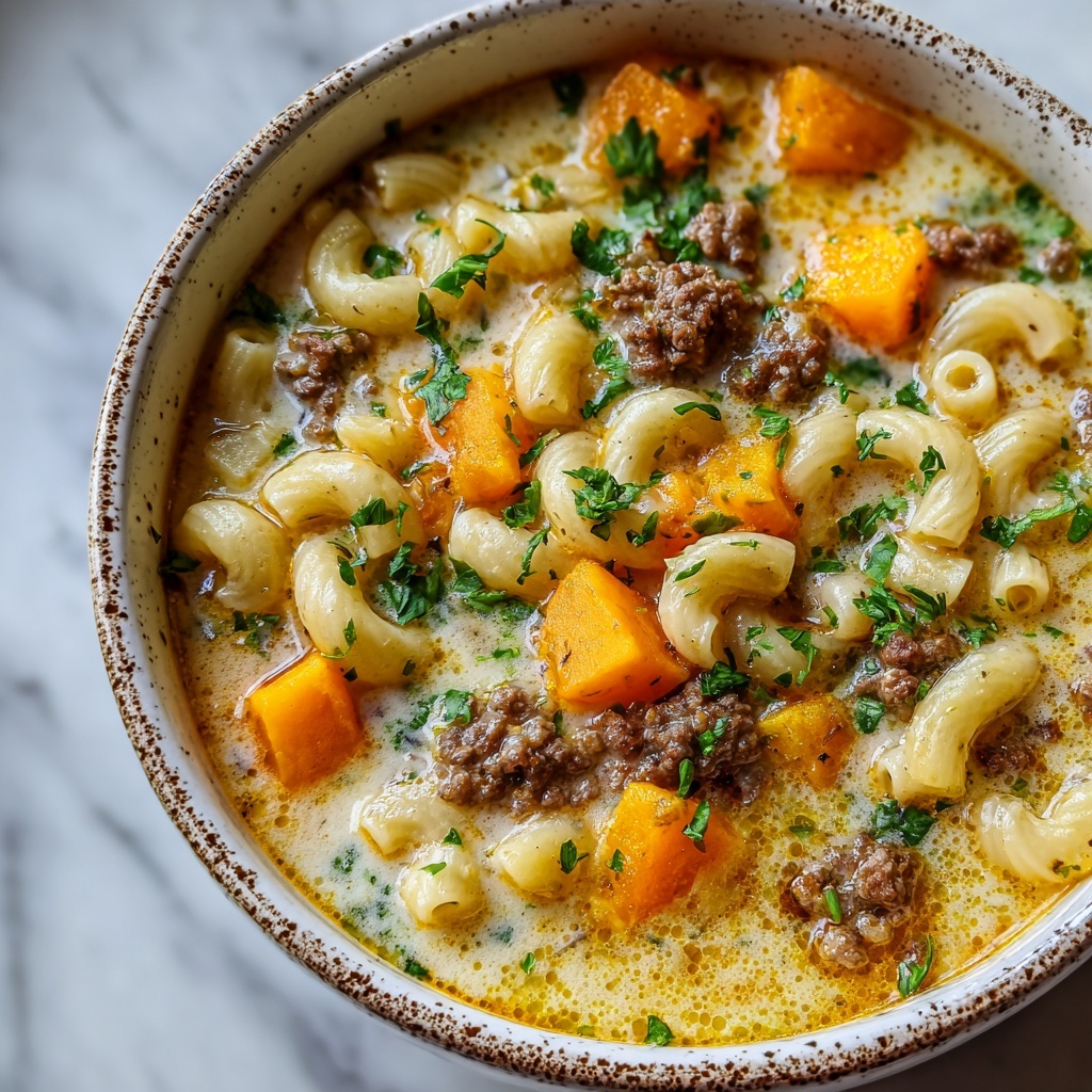 One-Pot Macaroni Cheeseburger Soup Recipe - Recipe Image