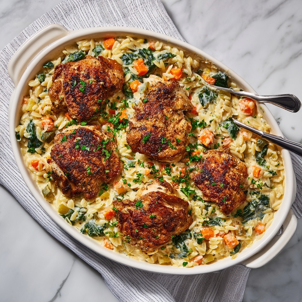 Creamy Chicken and Orzo Bake Recipe - Recipe Image