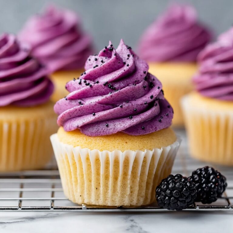 Lemon Poppy Seed Cupcakes with Blackberry Frosting Recipe