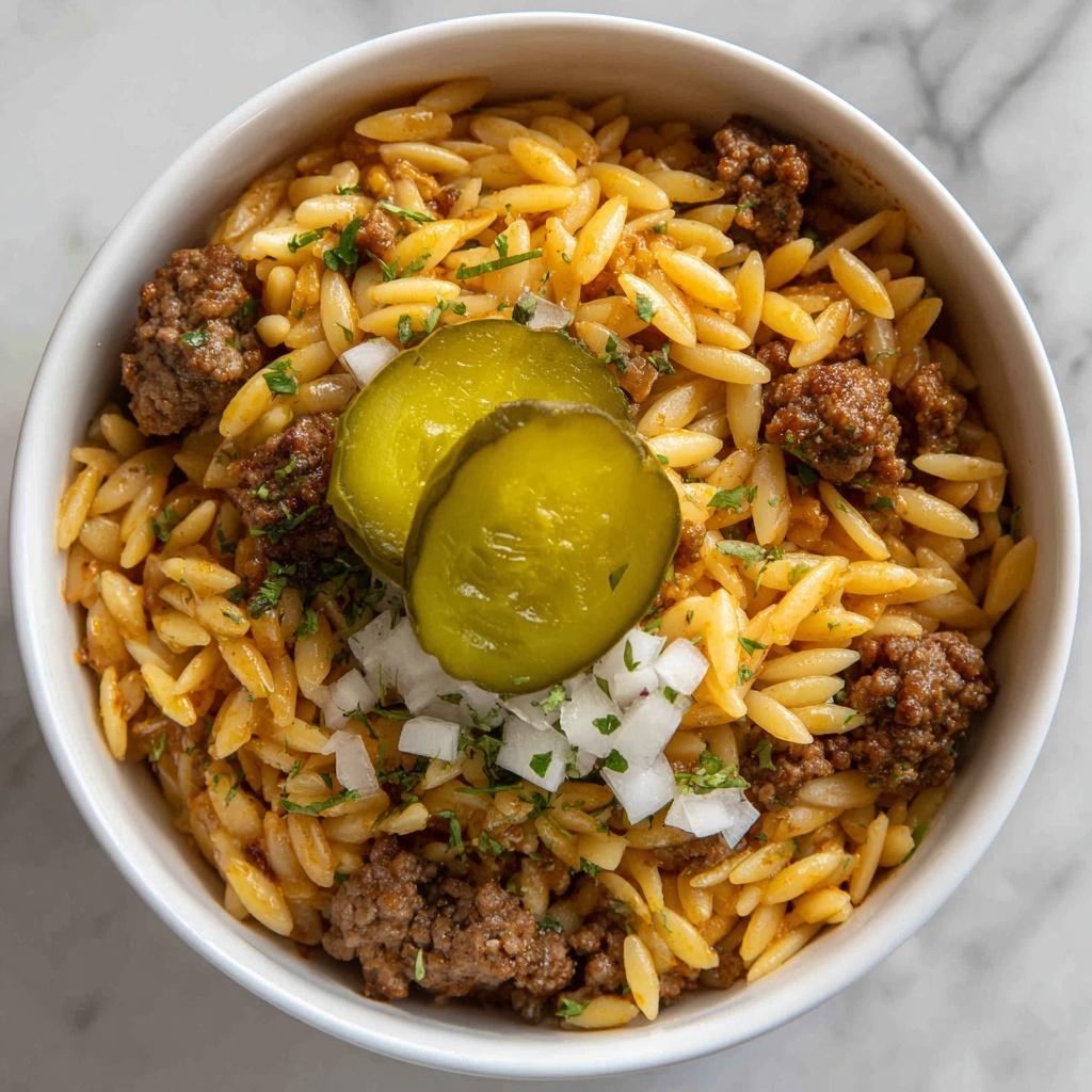 One Pot Cheeseburger Orzo Skillet Recipe - Recipe Image