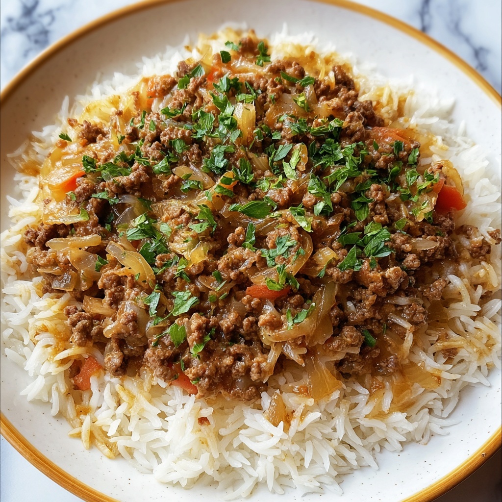 French Onion Ground Beef and Rice Casserole Recipe - Recipe Image