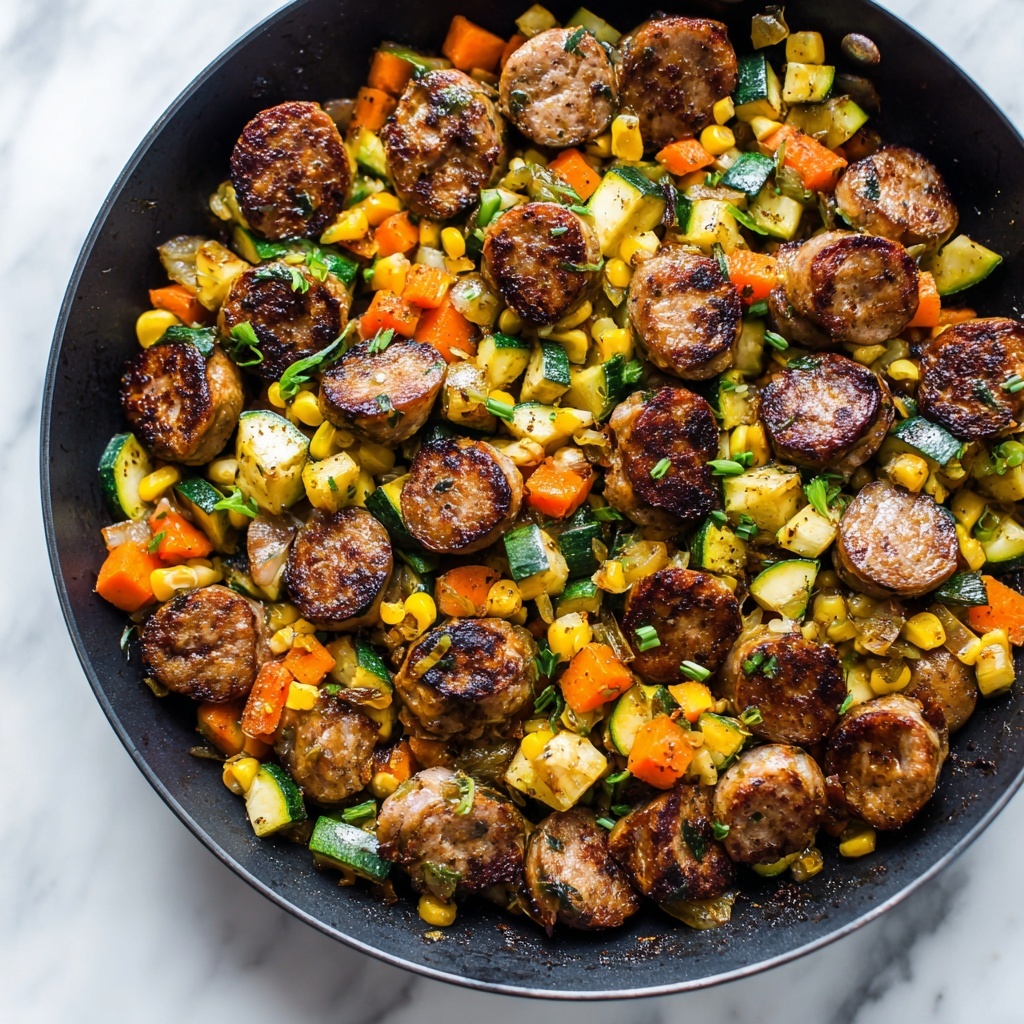 Roasted Chicken Sausage Veggie Skillet Recipe - Recipe Image