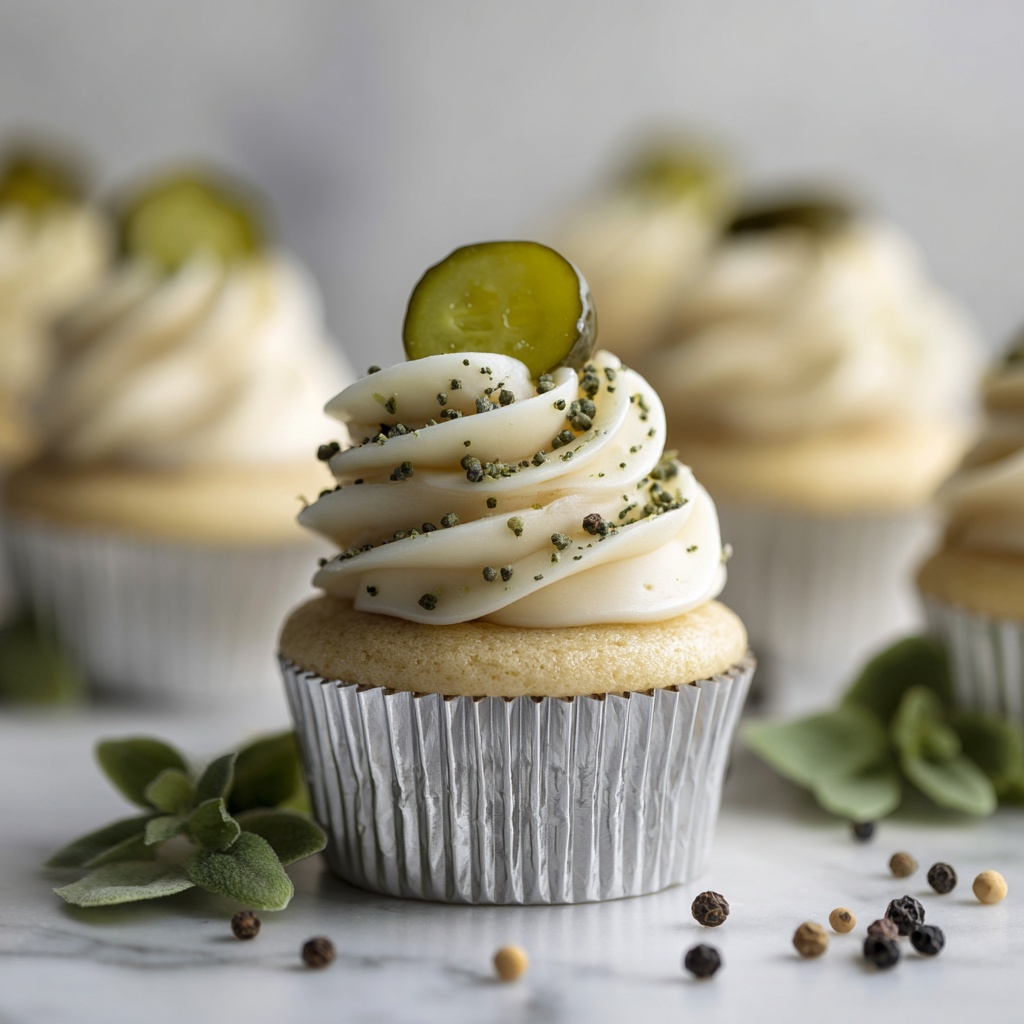Savory Dill Pickle Cupcakes Recipe - Recipe Image