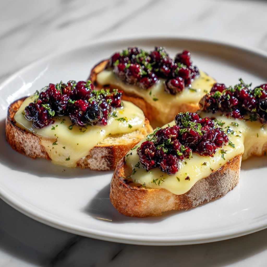 Crispy Crostini with Balsamic Roasted Cranberries and Creamy Brie Recipe - Recipe Image