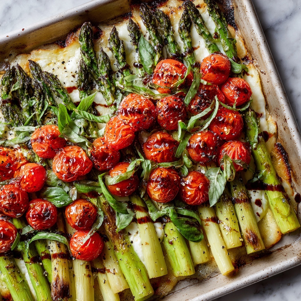 Parmesan Roasted Asparagus with Tomatoes and Balsamic Recipe - Recipe Image