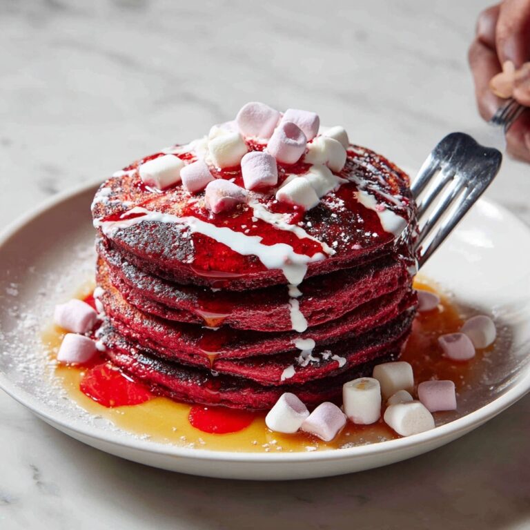 Fluffy Pink Pancakes with White Chocolate Maple Syrup Recipe
