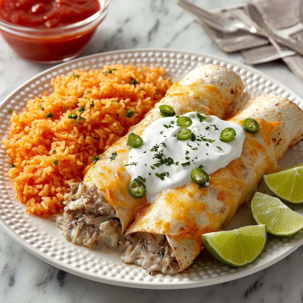 Smothered Green Chile Chicken Burritos Recipe - Recipe Image