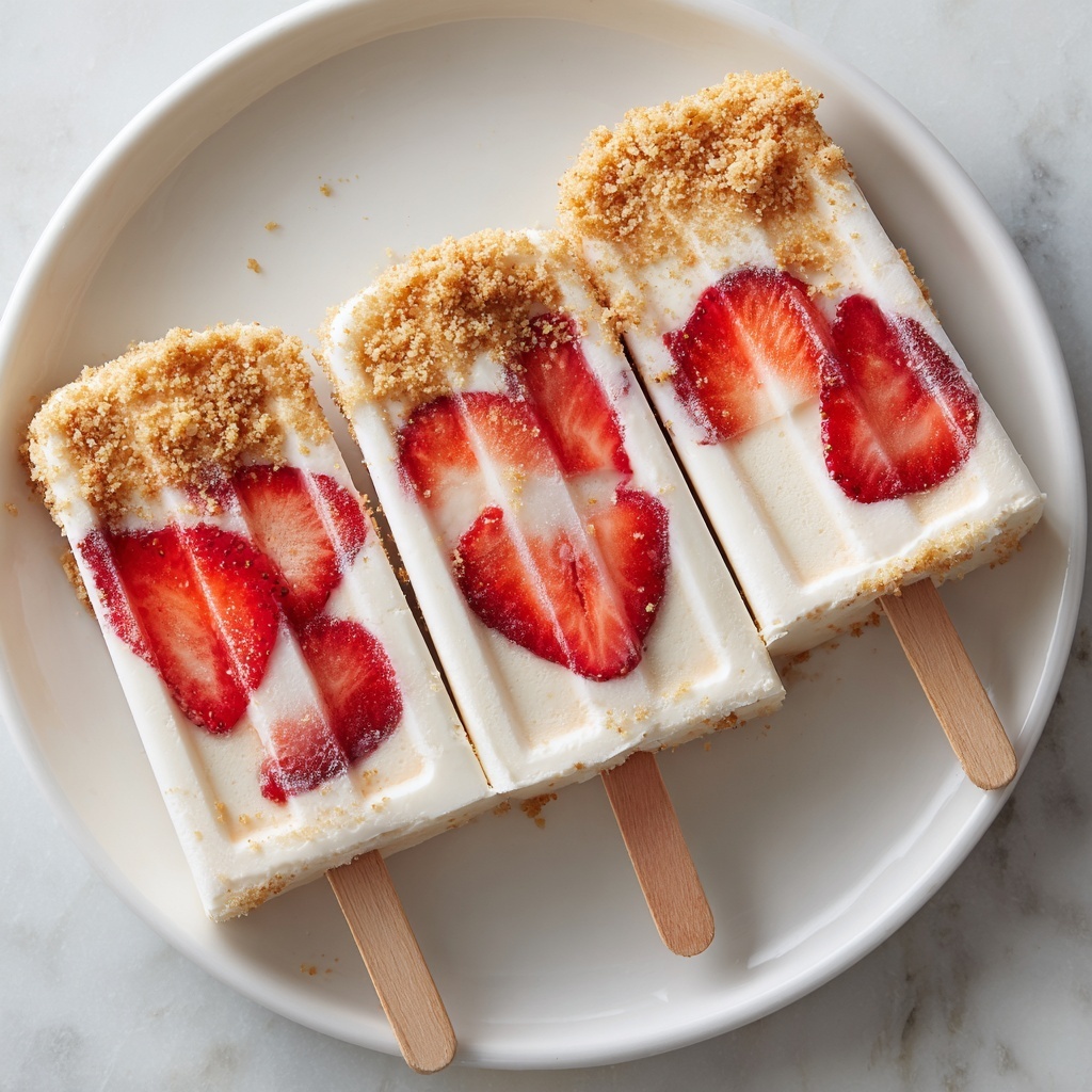 Strawberry Swirl Cheesecake Ice Pops Recipe - Recipe Image