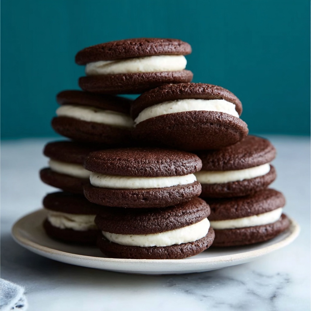 Chocolate Whoopie Pies with Marshmallow Filling Recipe - Recipe Image