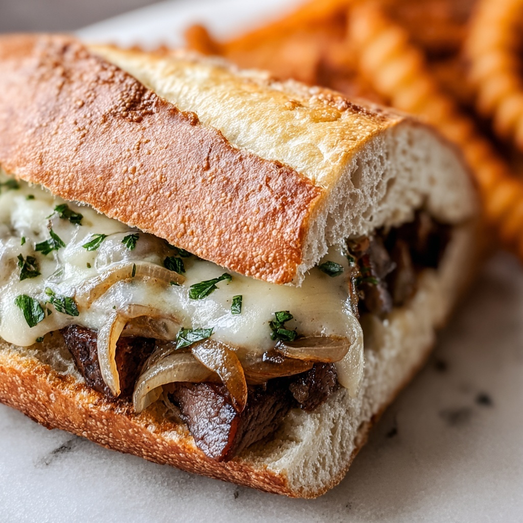 Steak Sandwich with Herb Butter, Caramelized Onions, and Havarti Recipe - Recipe Image
