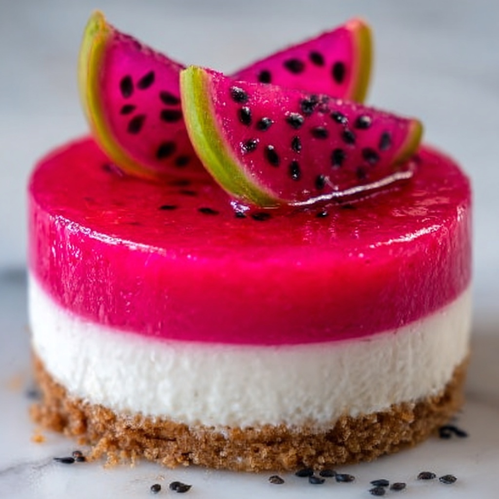 No-Bake Dragon Fruit Mini Cheesecakes Recipe - Recipe Image
