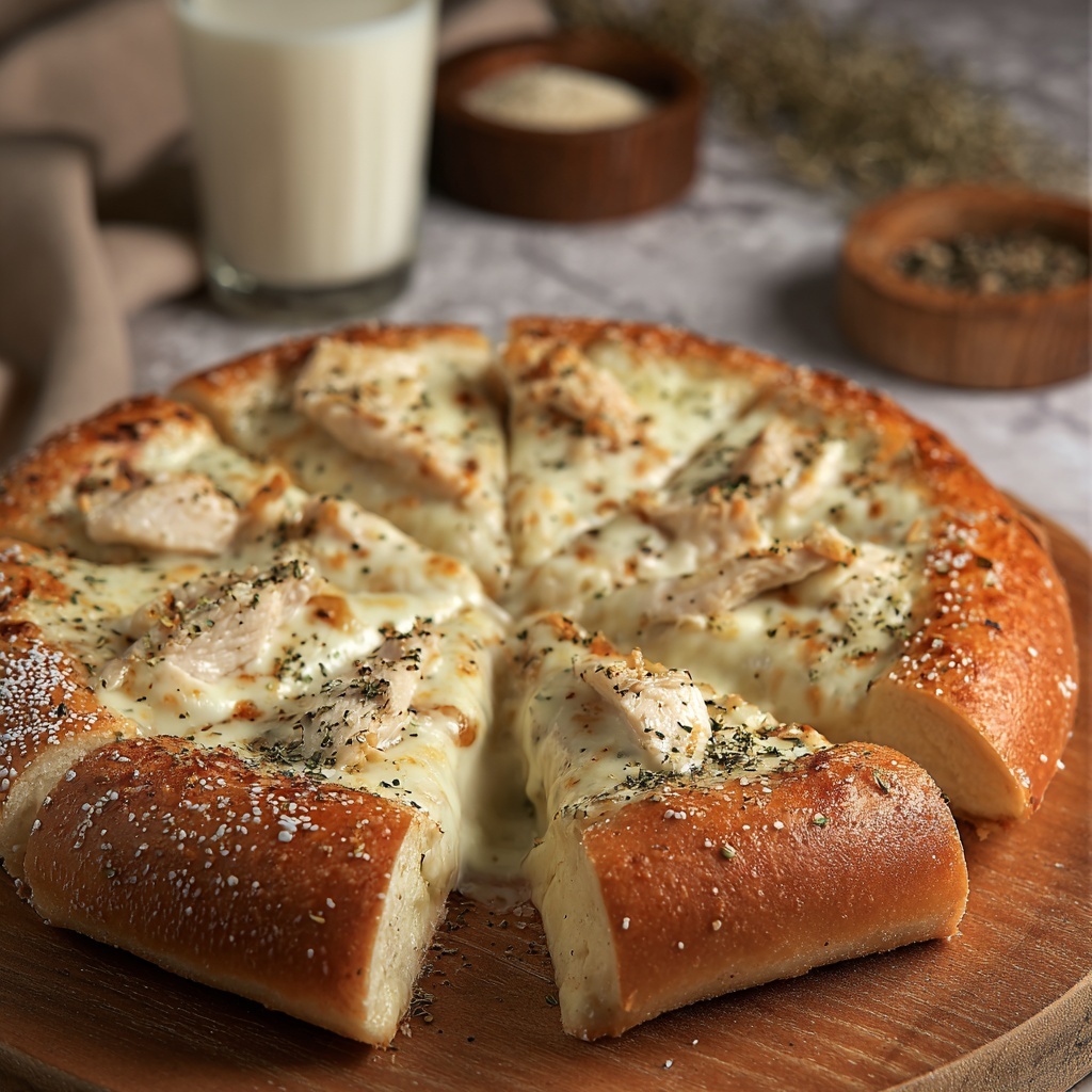 Roasted Garlic, Chicken & Herb White Pizza Recipe - Recipe Image