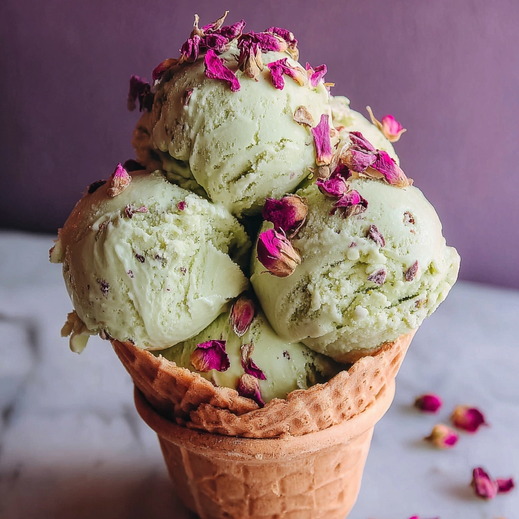 Homemade Rose and Green Pista Ice Cream Recipe - Recipe Image