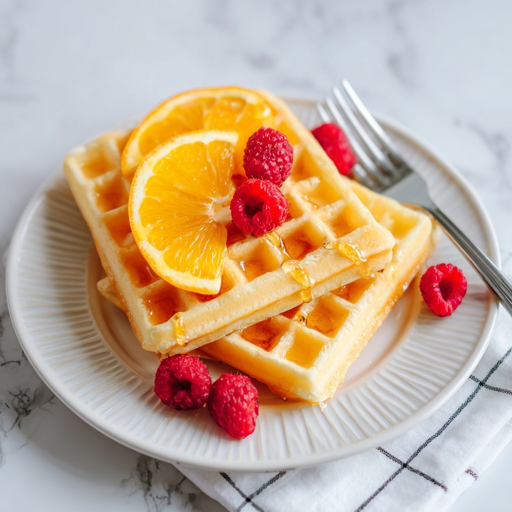 French Toast Waffles with Peach Sauce Recipe - Recipe Image