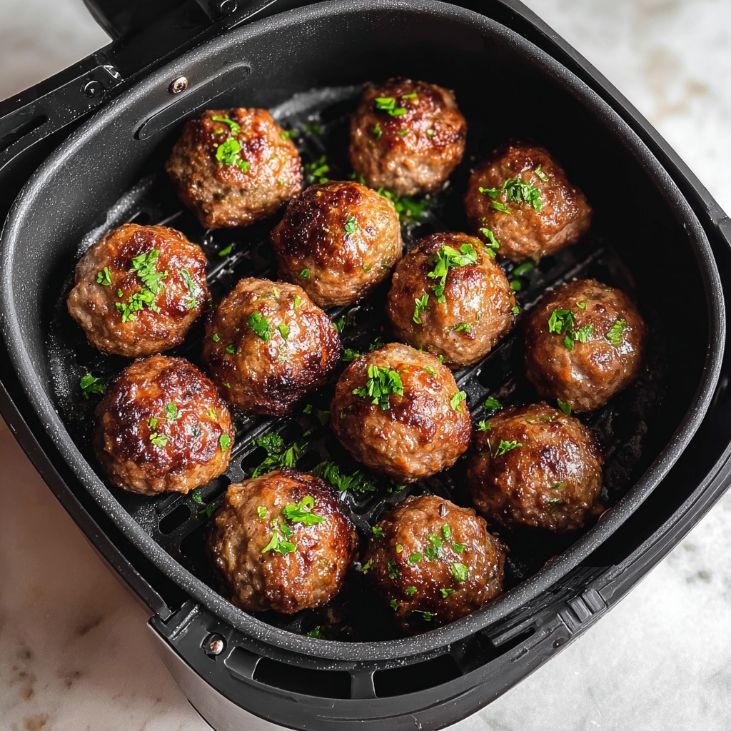 Juicy Air Fryer Beef Meatballs Recipe - Recipe Image