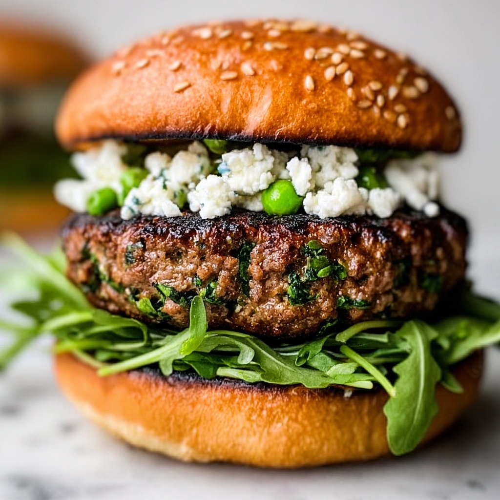 Sweet Pea and Feta Cheese Burgers Recipe - Recipe Image