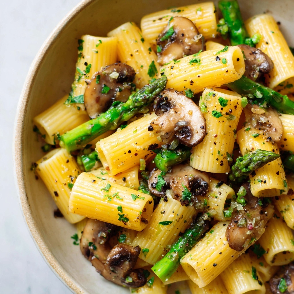 Creamy Mushroom and Asparagus Chicken Penne Recipe - Recipe Image