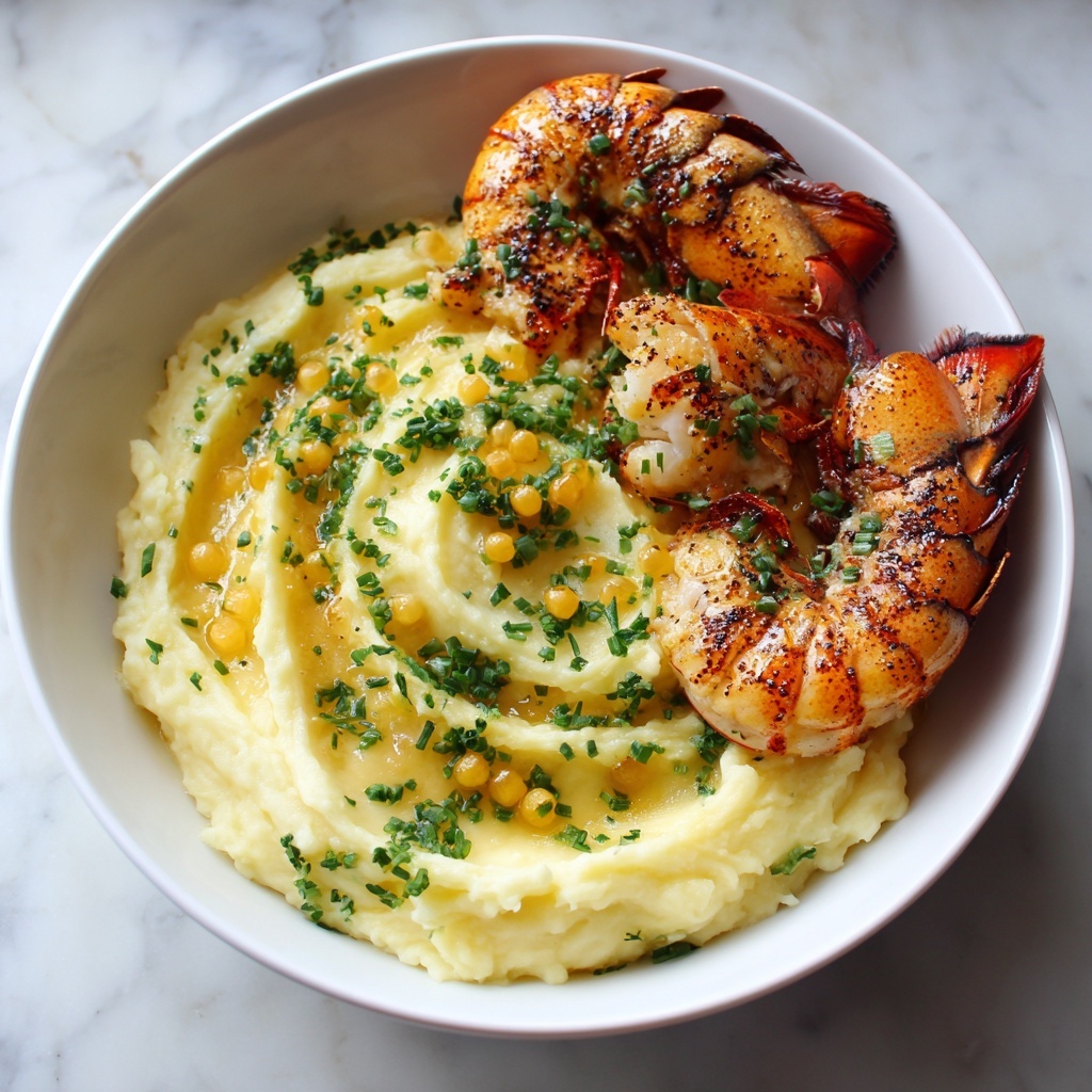 Garlic Butter Lobster Bites with Saffron Mashed Potatoes Recipe - Recipe Image