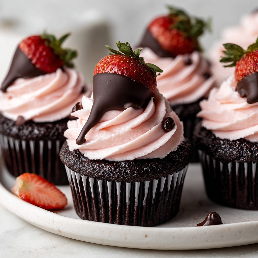 Chocolate Covered Strawberry Cupcakes Recipe - Recipe Image