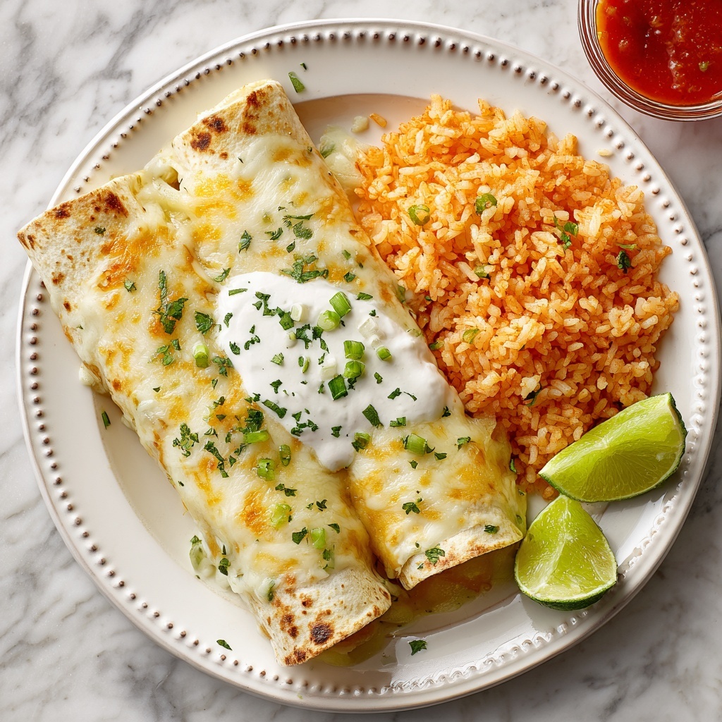Smothered Green Chile Chicken Burritos Recipe - Recipe Image