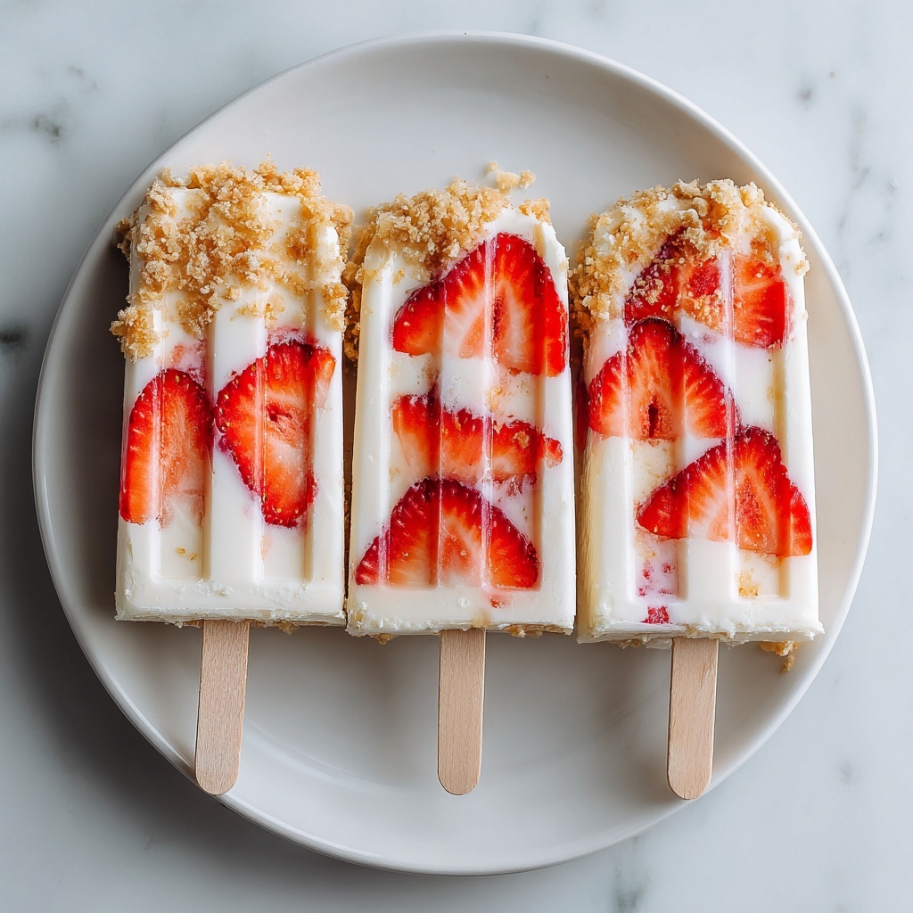 Strawberry Swirl Cheesecake Ice Pops Recipe - Recipe Image