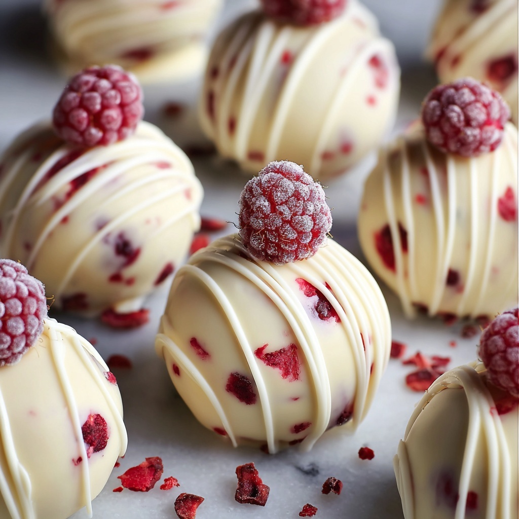 White Chocolate Raspberry Cheesecake Balls Recipe - Recipe Image