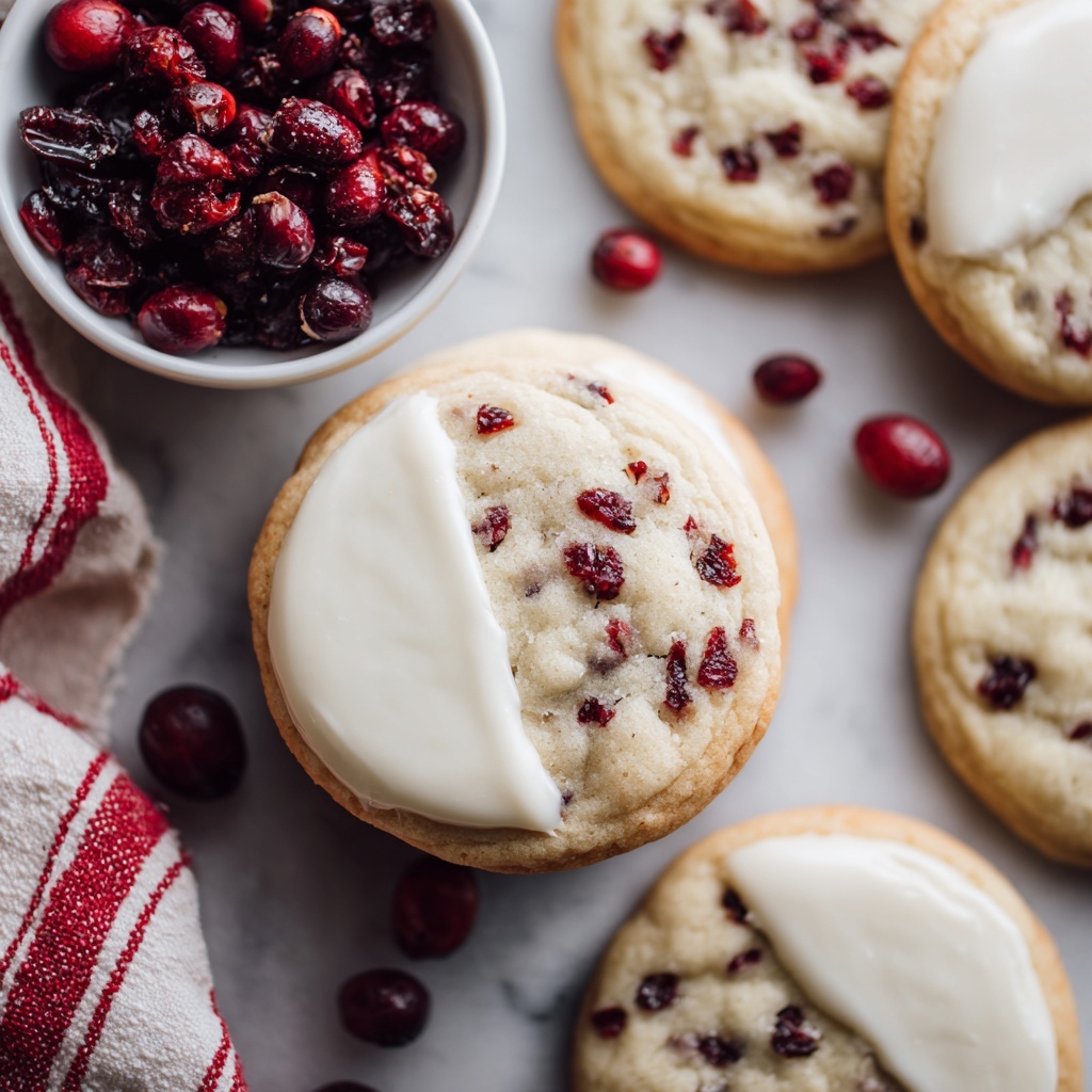 Buttery Cranberry Almond Shortbread Cookies Recipe - Recipe Image