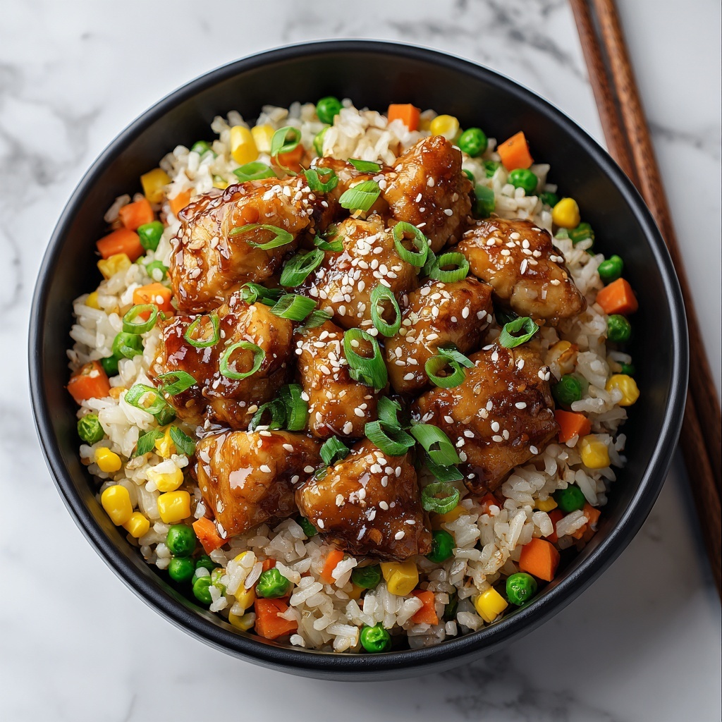 High Protein Crispy Garlic Chicken Fried Rice Recipe - Recipe Image