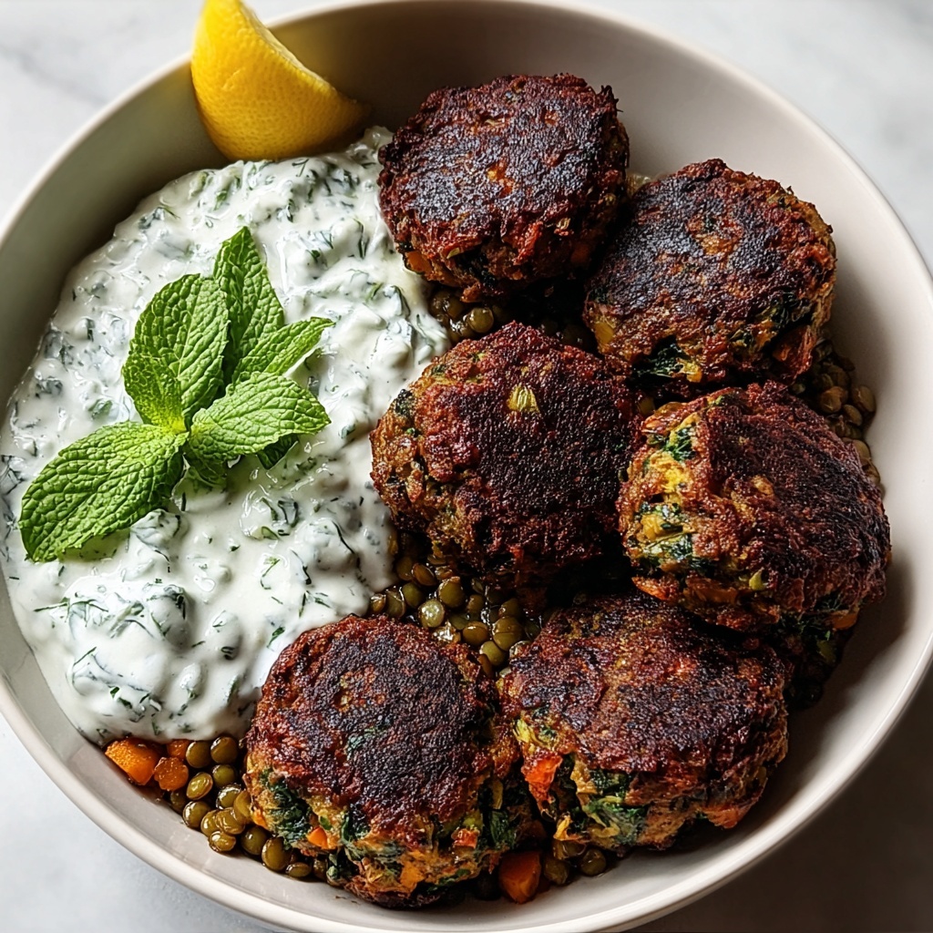 Baked Greek Lentil Meatballs with Tzatziki Recipe - Recipe Image