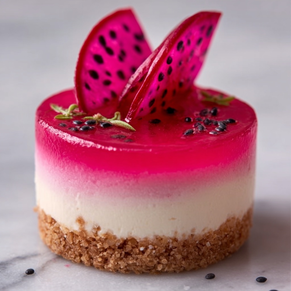 No-Bake Dragon Fruit Mini Cheesecakes Recipe - Recipe Image