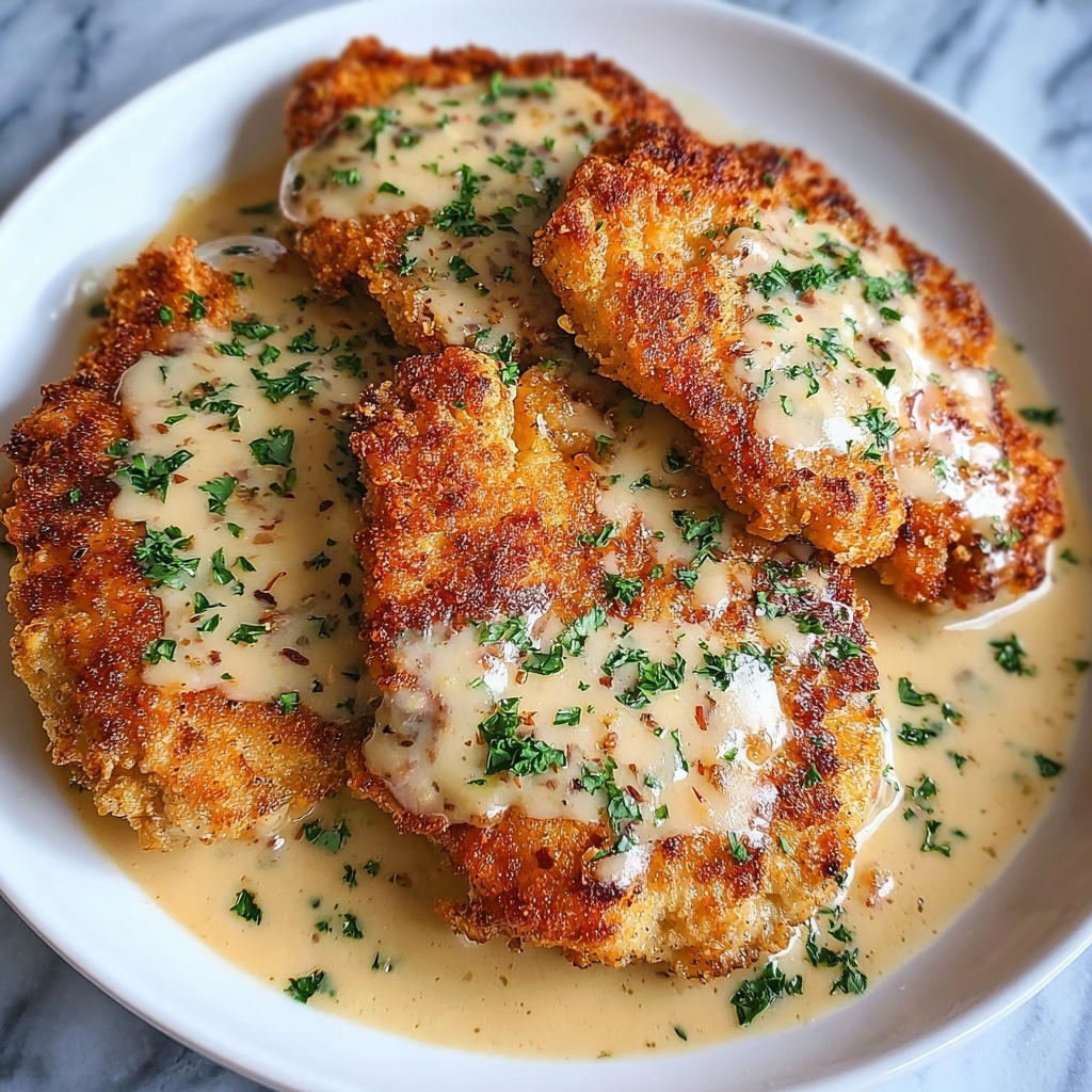 Crispy Parmesan Chicken with a Rich Garlic Sauce Recipe - Recipe Image