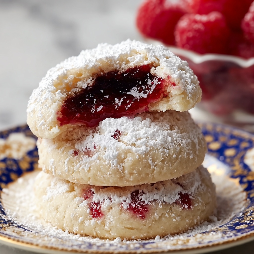 Raspberry-Filled Almond Snow Cookies Recipe - Recipe Image