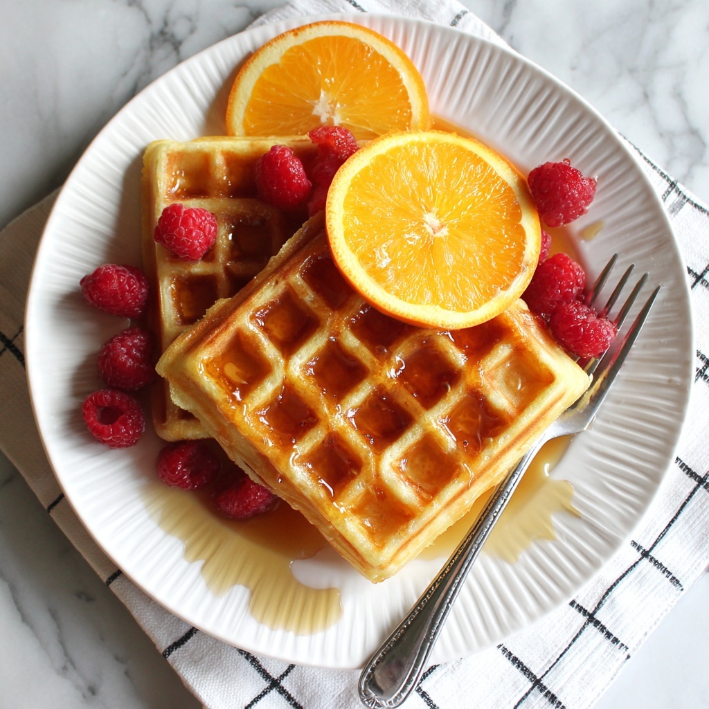 French Toast Waffles with Peach Sauce Recipe - Recipe Image