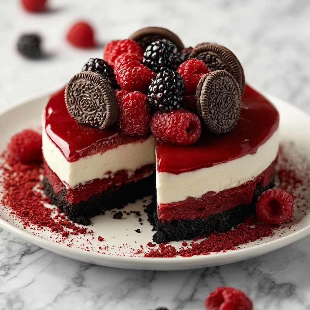Cheesecake with Red Velvet Cookie Dough Recipe - Recipe Image