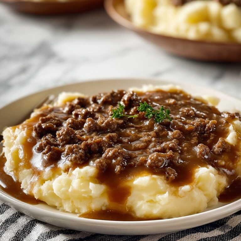 Ground Beef and Gravy over Mashed Potatoes Recipe