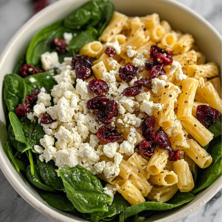 Feta & Cranberry Rigatoni Salad with Lemon Vinaigrette Recipe