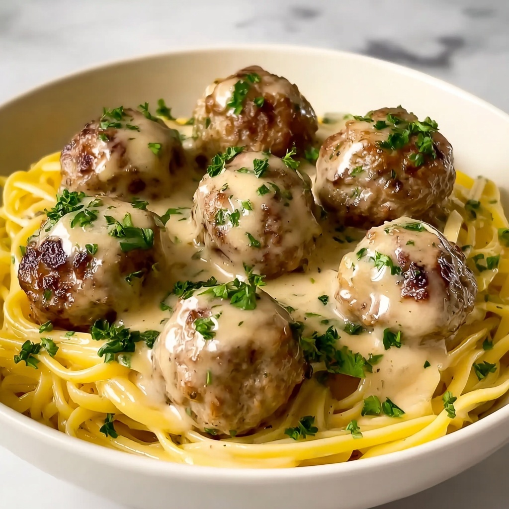 Parmesan Linguine with Garlic Butter Meatballs Recipe - Recipe Image